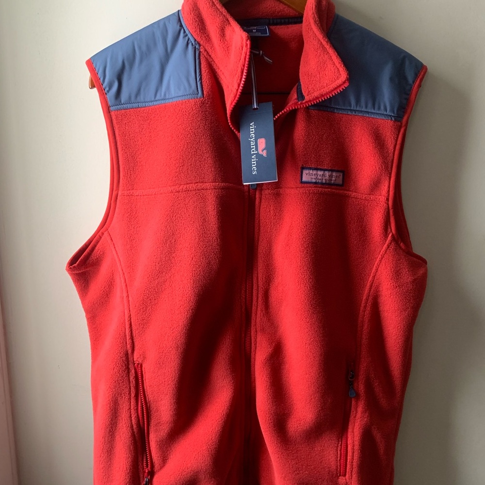 Men's NWT Red / blue (red nun) fleece vest.